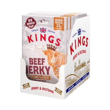 Kings - Beef Jerky - Sweet BBQ Flavour - Box of 12 x 60 g