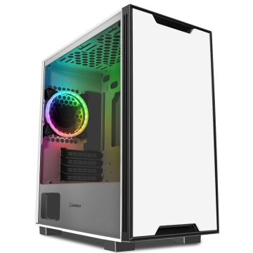 GameMax Commando Micro ATX Tower Case with ARGB Velocity Fan - White