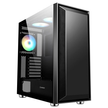 GameMax Stealth Mid Tower Gaming Case with ARGB Fans and Hub