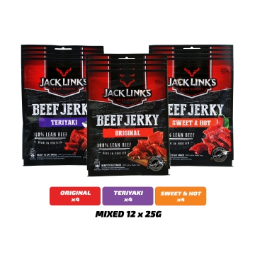 Jack Link's Beef Jerky - Mixed Case - Box of 12 x 25 g Packs