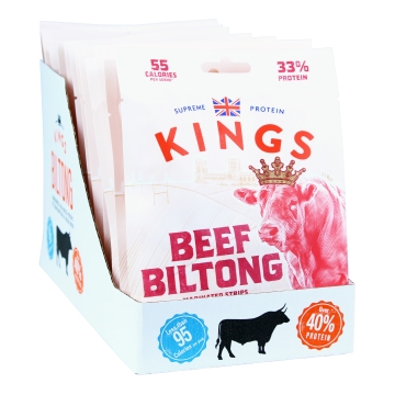 Kings Beef Biltong - Rib Eye Flavour - Box of 12 x 25 g