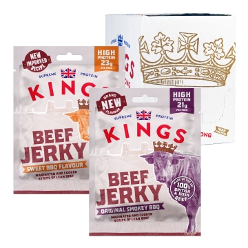 Kings - Beef Jerky - Variety Case - Sweet and Smokey BBQ - Box of 12 x 60 g