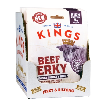 Kings Beef Jerky - Smokey BBQ Flavour - Box of 12 x 25 g