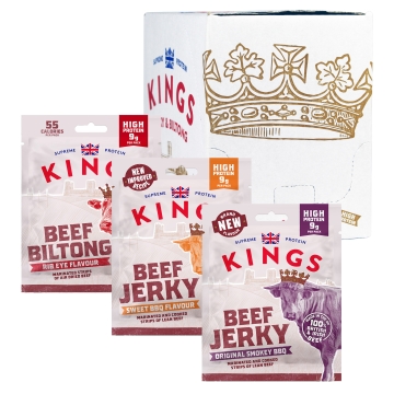 Kings - Beef Jerky and Biltong - Variety Case - Box of 12 x 25 g