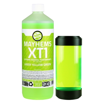 Mayhems - PC Coolant - XT-1 Premix - Thermal Performance Series, UV Fluorescent, 1 Litre, Laser Yellow Green