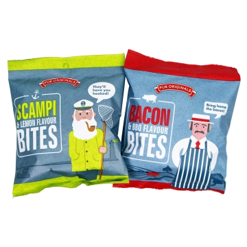 Pub Original - Scampi Lemon and Bacon BBQ Flavour Bites - Box of 2 x 40 g