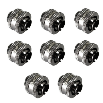 XSPC G1/4" Compression Fitting 3/8" ID 1/2" OD 13/10mm V2 Pack of 8 Black Chrome