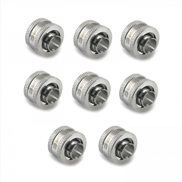 XSPC G1/4" Compression Fitting 3/8" ID 1/2" OD 13/10mm V2 Pack of 8 Chrome
