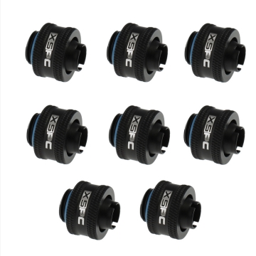 XSPC G1/4" Compression Fitting 3/8" ID 1/2" OD 13/10mm V2 Pack of 8 Matte Black