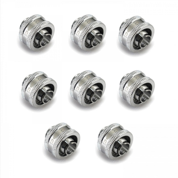 XSPC G1/4" Compression Fitting 3/8" ID 5/8" OD 16/10mm V2 Pack of 8 Chrome