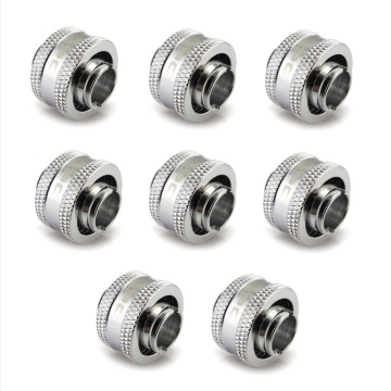 XSPC G1/4" Compression Fitting 7/16" ID 5/8" OD 16/11mm V2 Pack of 8 Chrome