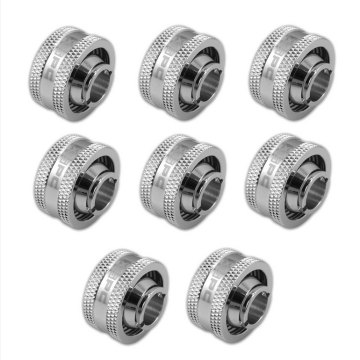 XSPC G1/4" Compression Fitting 1/2" ID 3/4" OD 19/13mm V2 Pack of 8 Chrome
