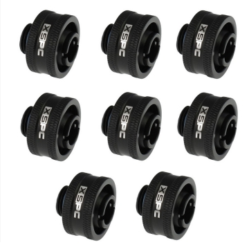XSPC G1/4" Compression Fitting 1/2" ID 3/4" OD 19/13mm V2 Pack of 8 Matte Black
