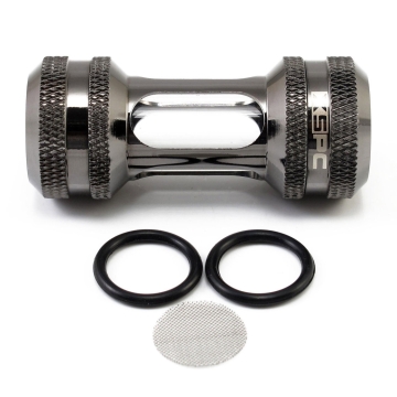 XSPC G1/4" Inline Filter Fitting - Black Chrome