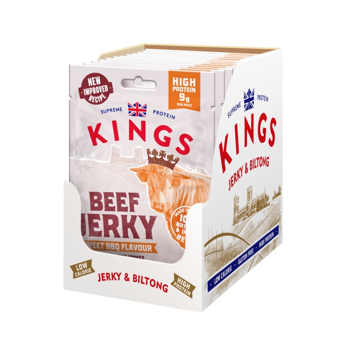 Kings - Beef Jerky - Sweet BBQ Flavour - Box of 12 x 25 g