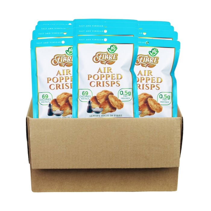 Hi Fibre - Air Popped Crisps - Salt & Vinegar - 12 x 22 g