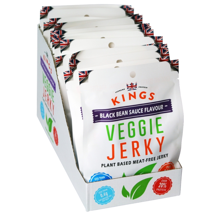 Kings Veggie Jerky - Black Bean Sauce Flavour - Box of 16 x 65 g