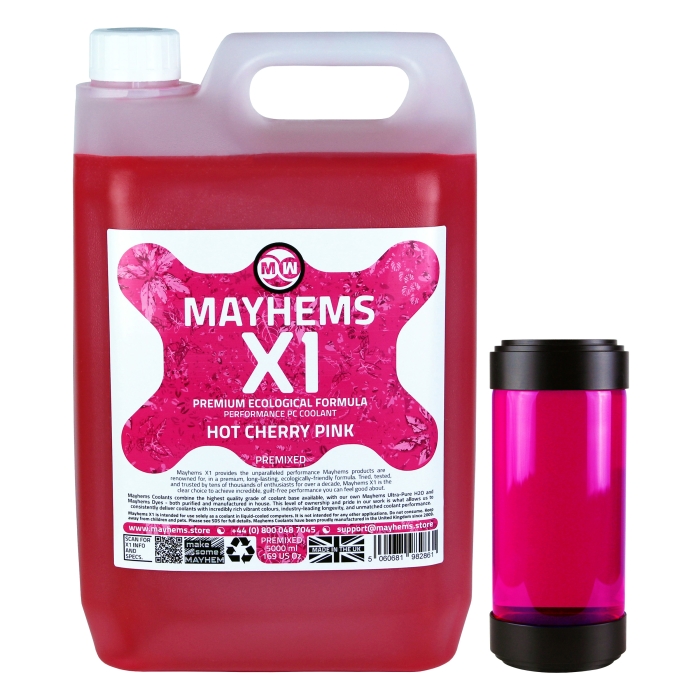 Mayhems - PC Coolant - X1 Premix - Eco Series - Hot Cherry Pink - 5 Litre