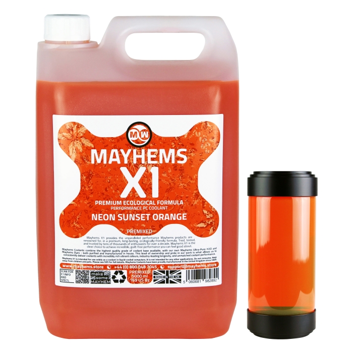 Mayhems - PC Coolant - X1 Premix - Eco Series - Neon Sunset Orange - 5 Litre