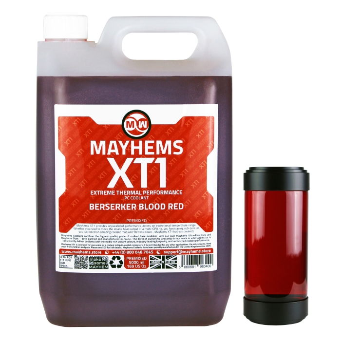 Mayhems - PC Coolant - XT1 Premix - Thermal Performance Series - 5 Litre - Berserker Blood Red