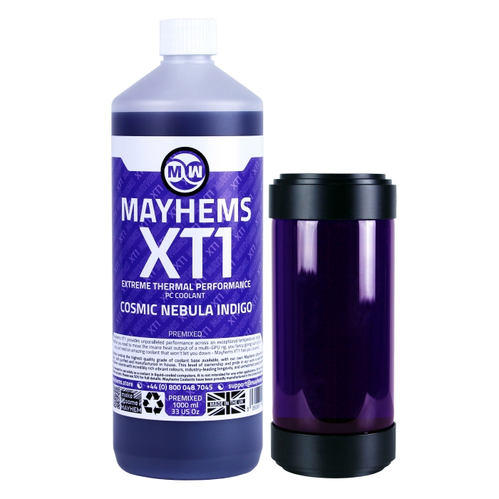Mayhems - PC Coolant - XT1 Premix - Thermal Performance Series, 1 Litre, Cosmic Nebula Indigo