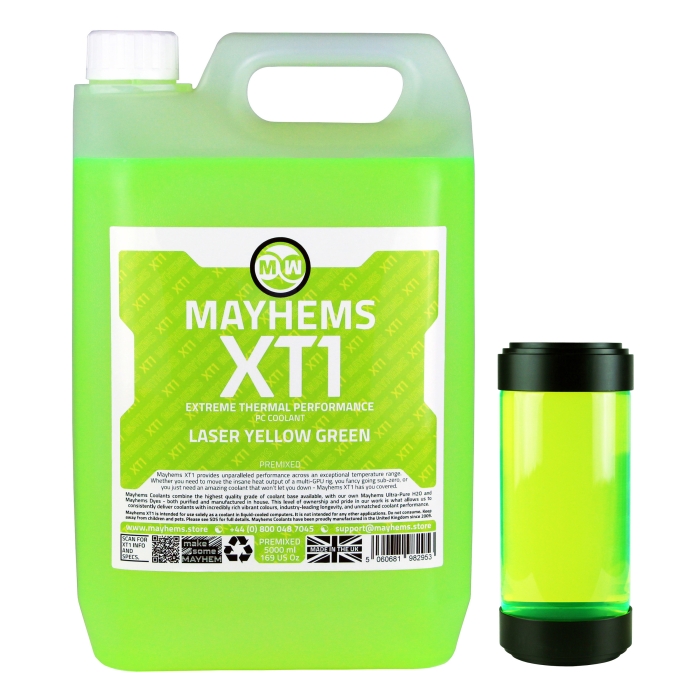 Mayhems - PC Coolant - XT1 Premix - Thermal Performance Series - 5 Litre - Laser Yellow Green