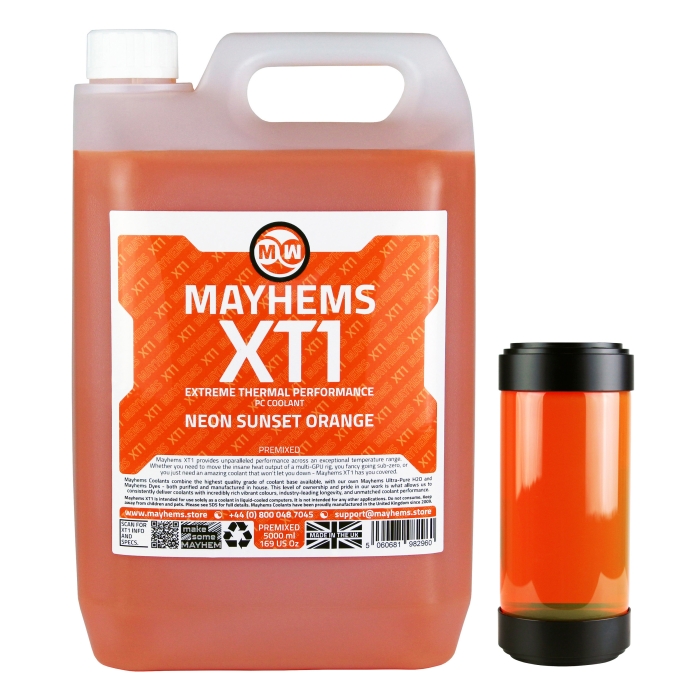 Mayhems - PC Coolant - XT1 Premix - Thermal Performance Series - 5 Litre - Neon Sunset Orange