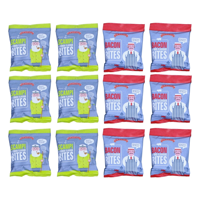 Pub Original - Scampi Lemon and Bacon BBQ Flavour Bites - Box of 12 x 40 g