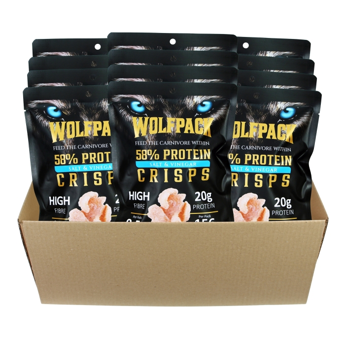 Wolfpack - Protein Crisps - Salt & Vinegar - Box of 12 x 35 g