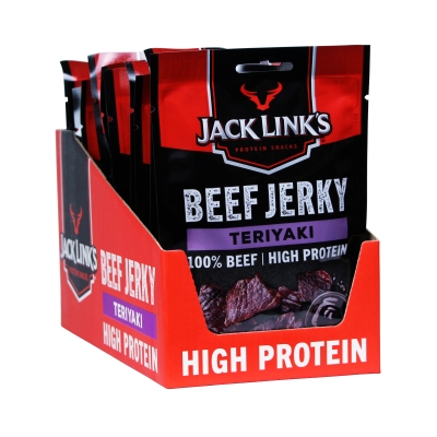 Jack Link's Beef Jerky - Teriyaki Flavour - Box of 12 x 60 g Packs